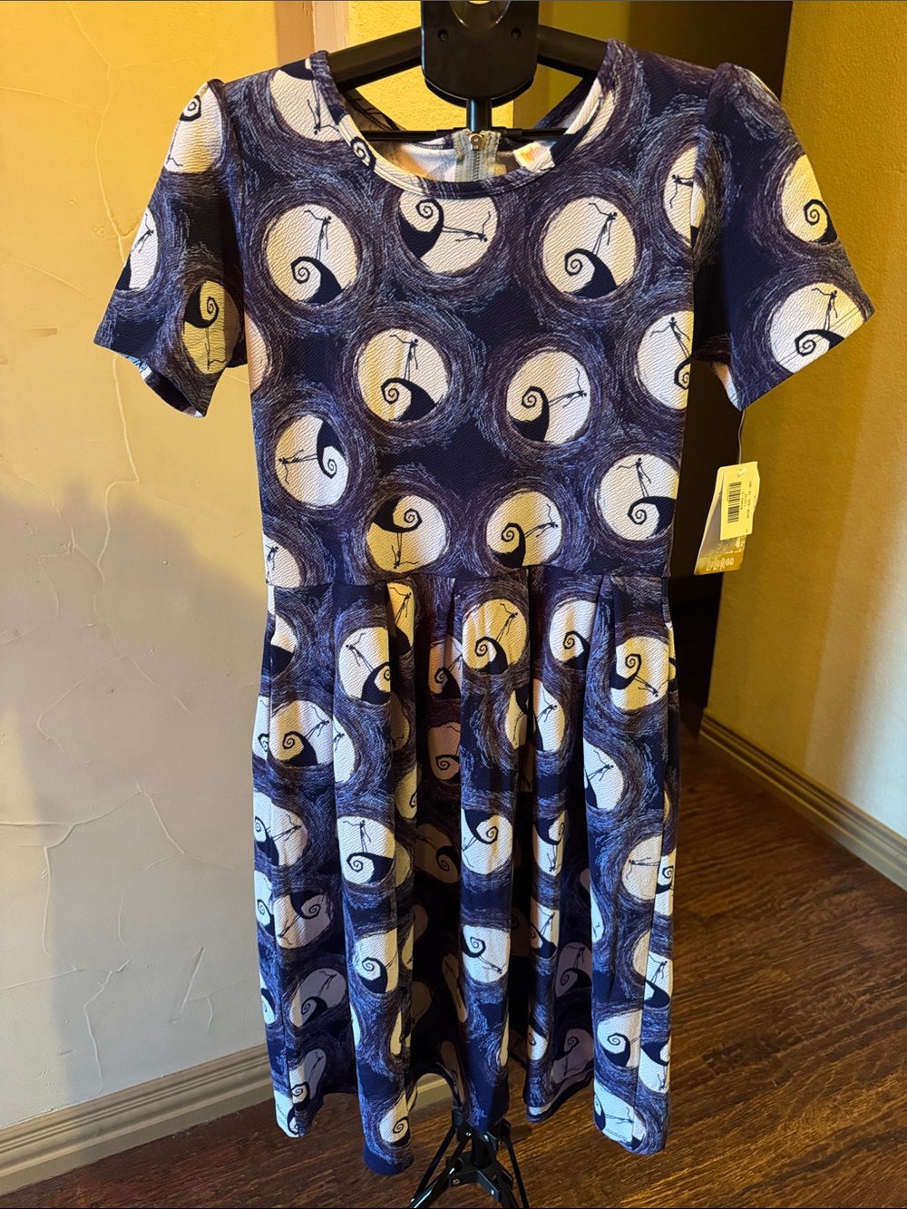 LuLaRoe Navy & White Graphic Fit-and-Flare Dress
